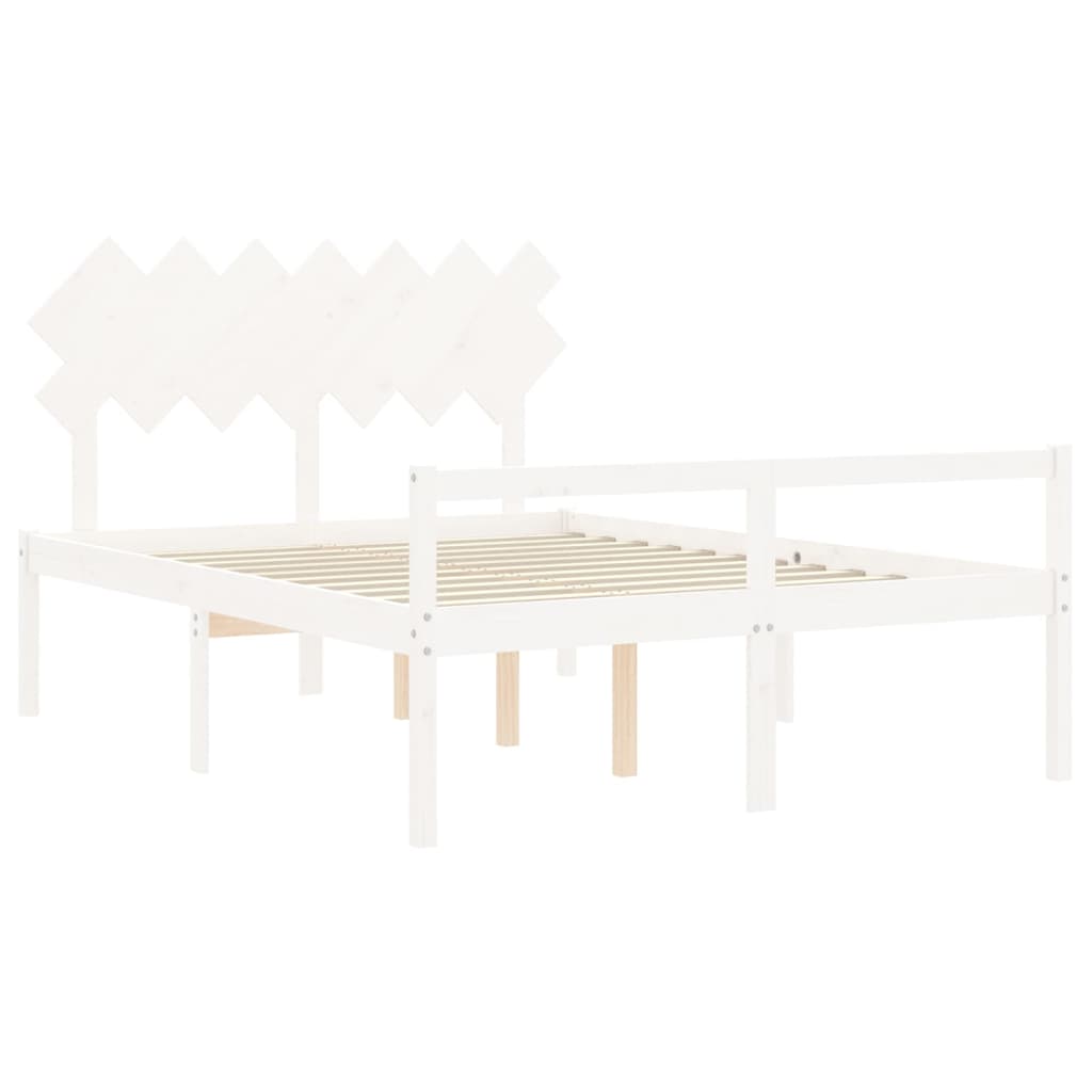 Seniorseng med hodegavl hvit 140x200 cm heltre