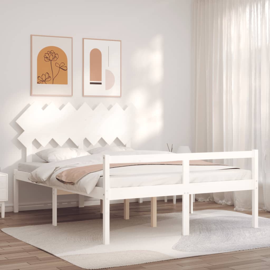 Seniorseng med hodegavl hvit 140x200 cm heltre