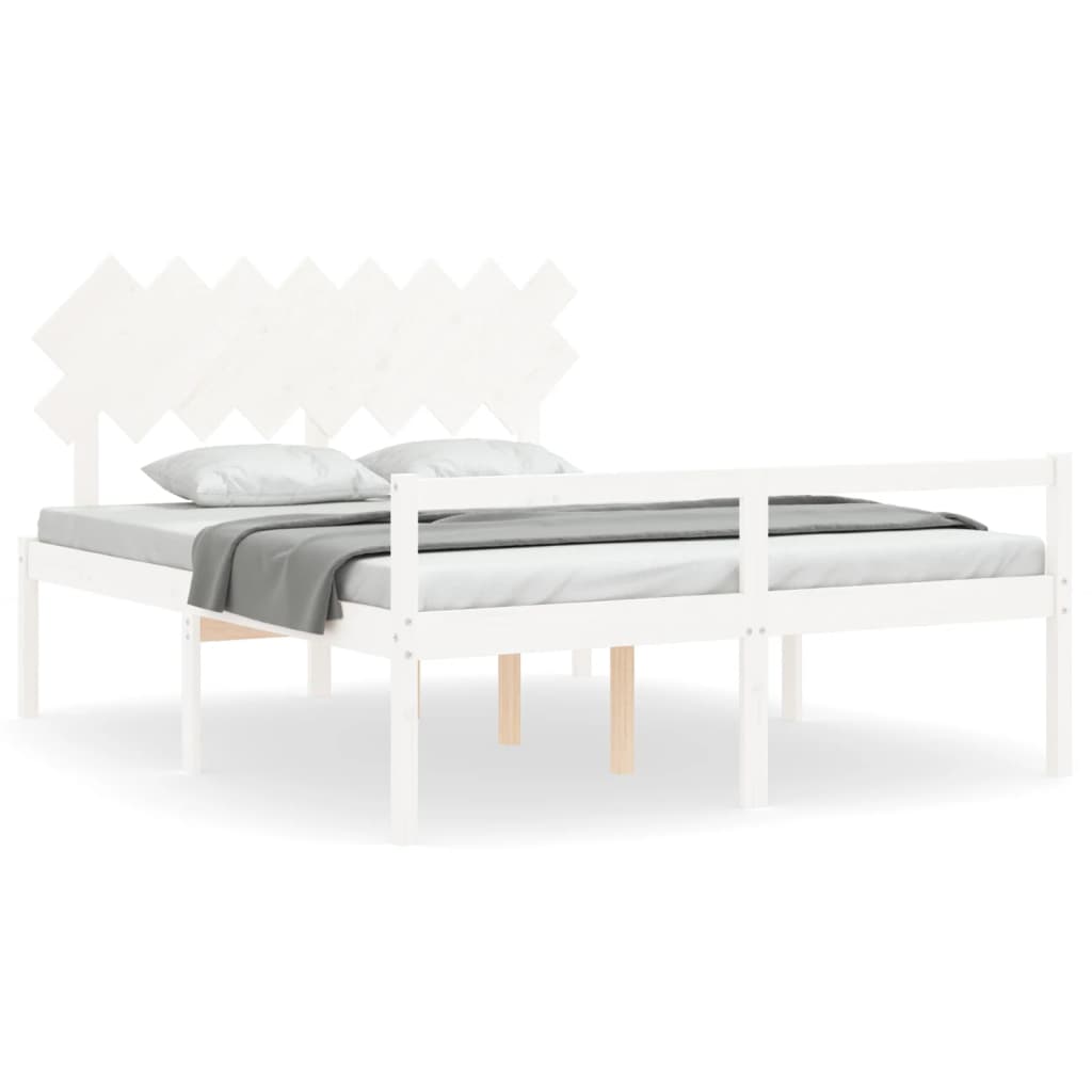 Seniorseng med hodegavl hvit 160x200 cm heltre