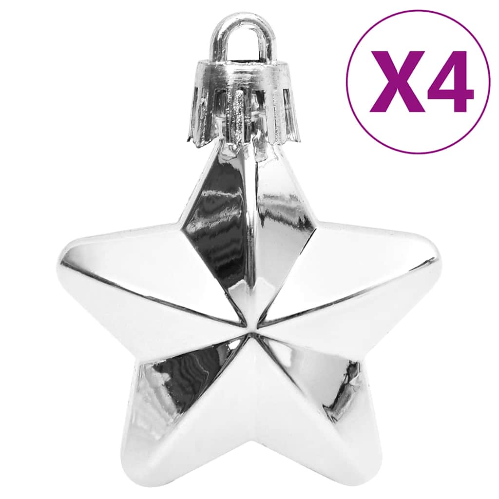 Julekulesett 111 deler hvit og grå polystyren