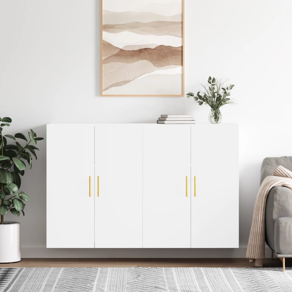 Veggskap 2 stk hvit 69,5x34x90 cm