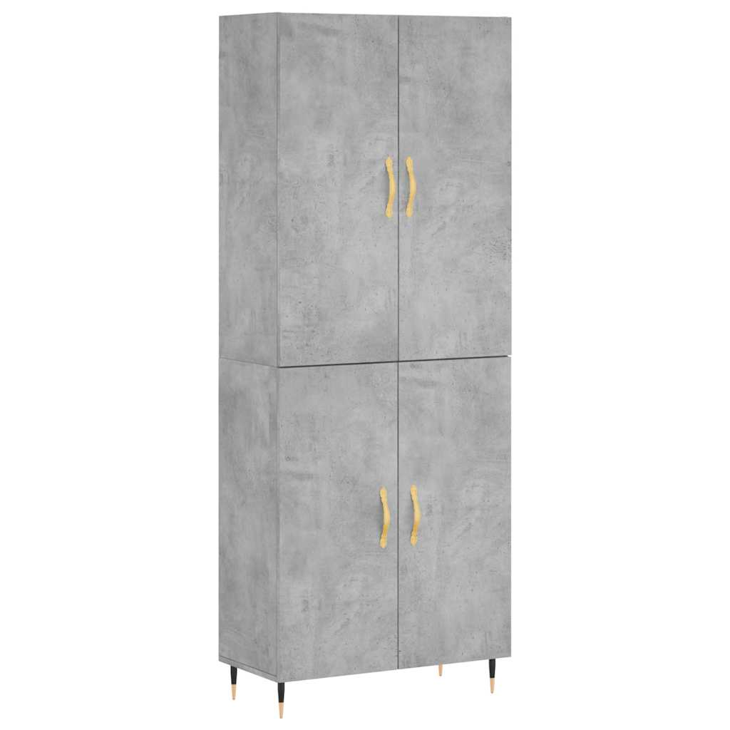 Highboard betonggrå 69,5x34x180 cm konstruert tre