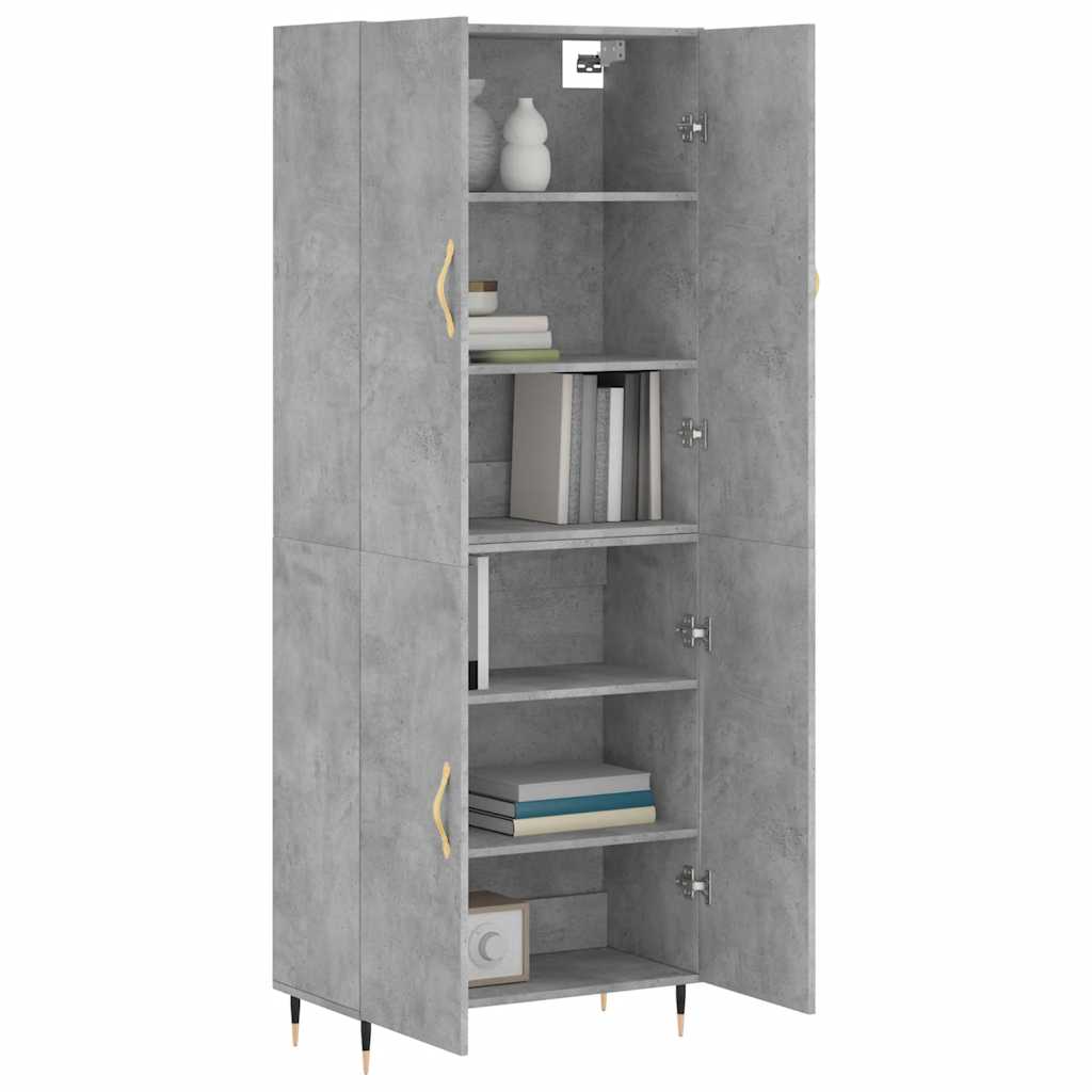 Highboard betonggrå 69,5x34x180 cm konstruert tre