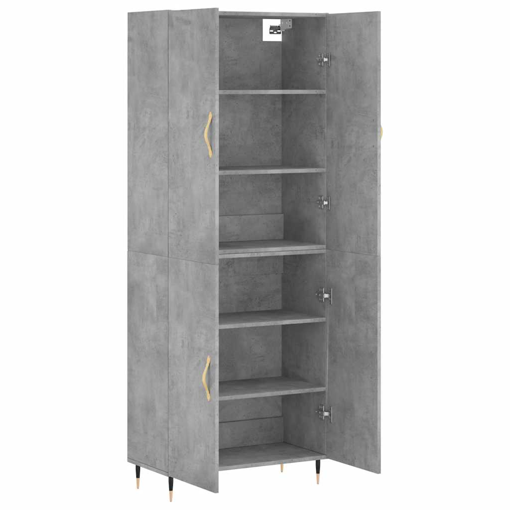 Highboard betonggrå 69,5x34x180 cm konstruert tre