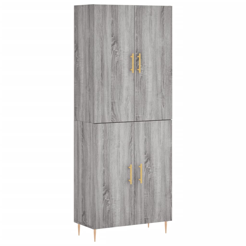 Highboard grå sonoma 69,5x34x180 cm konstruert tre