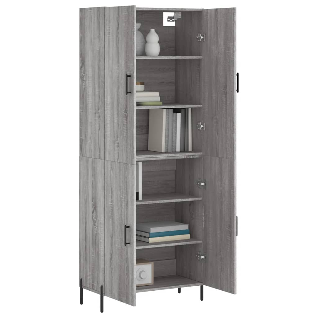 Highboard grå sonoma 69,5x34x180 cm konstruert tre