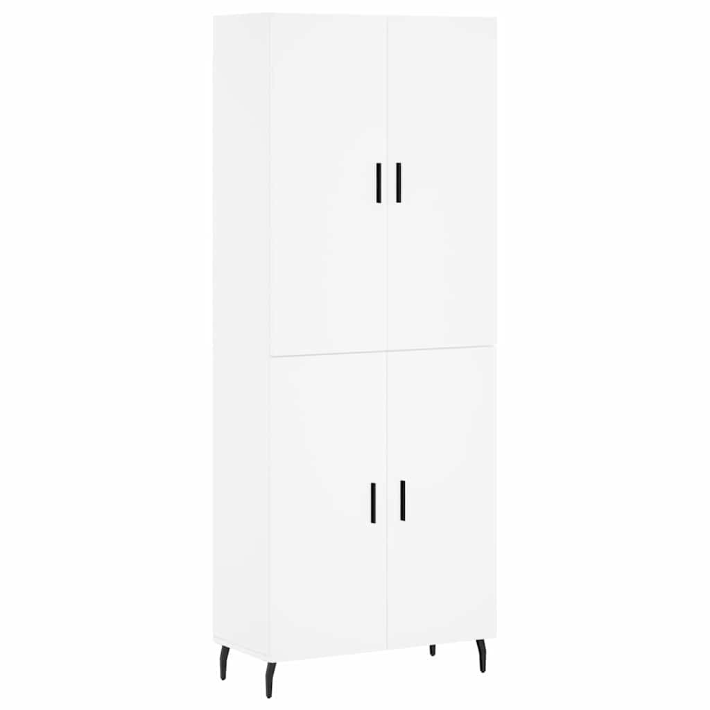 Highboard hvit 69,5x34x180 cm konstruert tre
