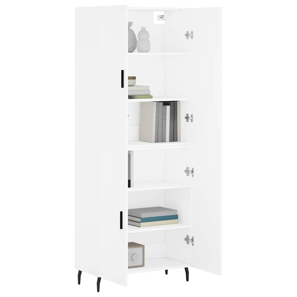 Highboard hvit 69,5x34x180 cm konstruert tre