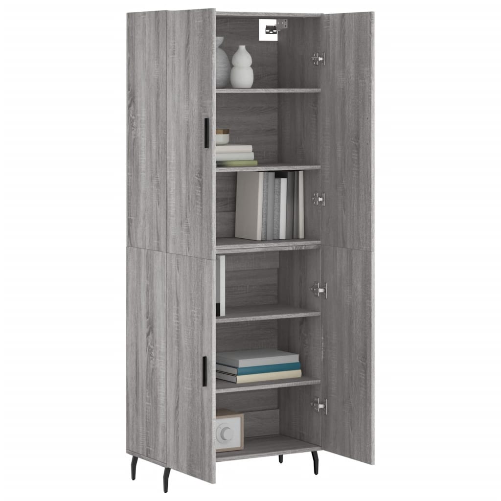 Highboard grå sonoma 69,5x34x180 cm konstruert tre vidaXL