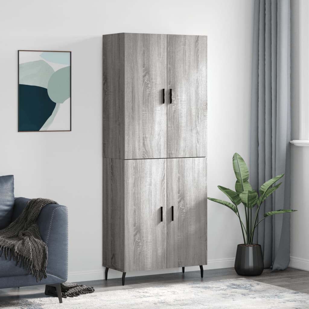 Highboard grå sonoma 69,5x34x180 cm konstruert tre vidaXL