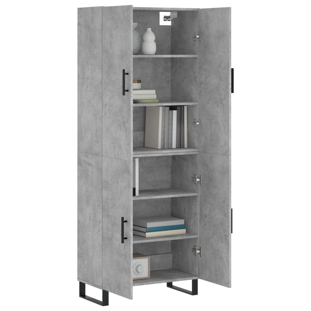 Highboard betonggrå 69,5x34x180 cm konstruert tre