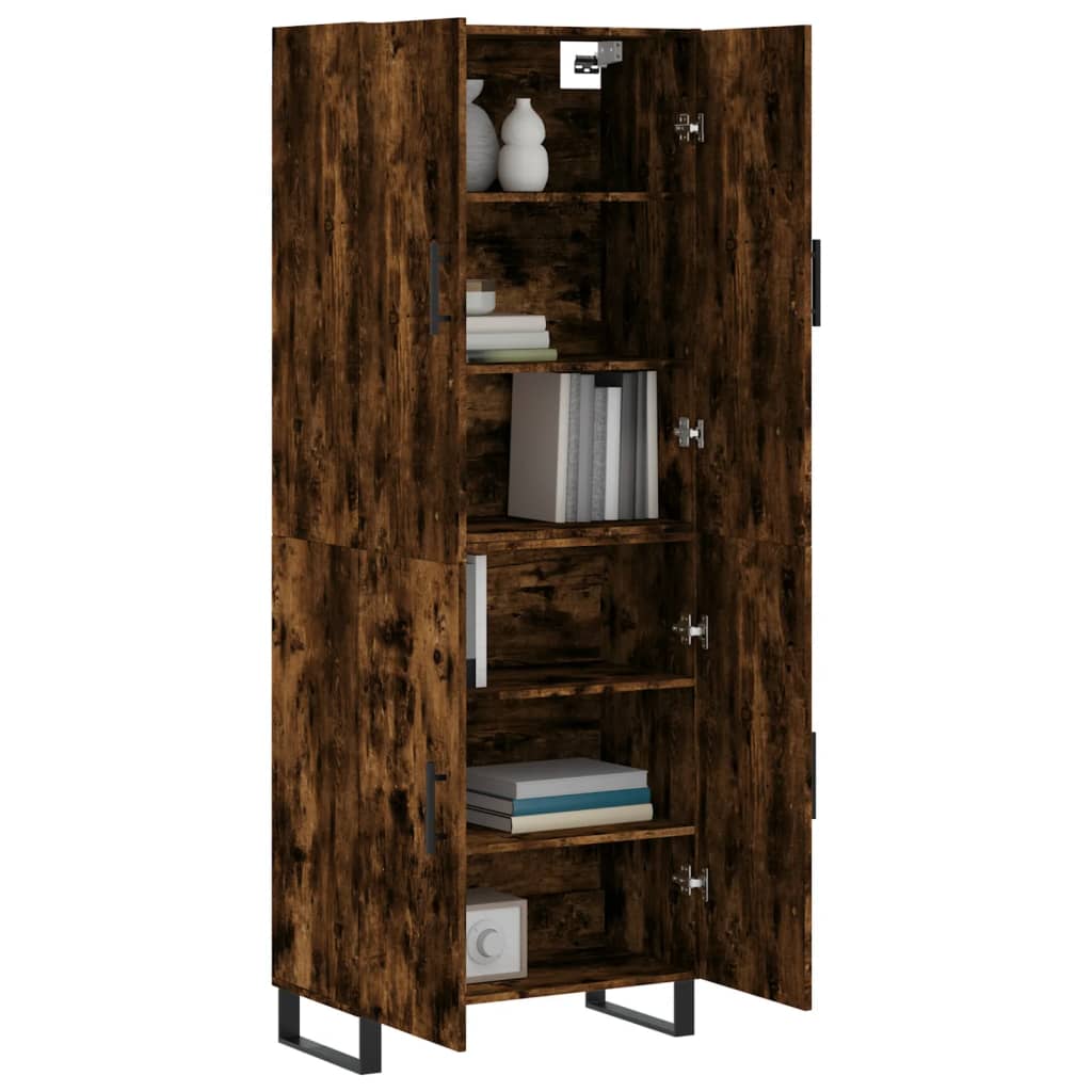 Highboard røkt eik 69,5x34x180 cm konstruert tre