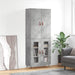 Highboard betonggrå 69,5x34x180 cm konstruert tre