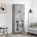 Highboard betonggrå 69,5x34x180 cm konstruert tre