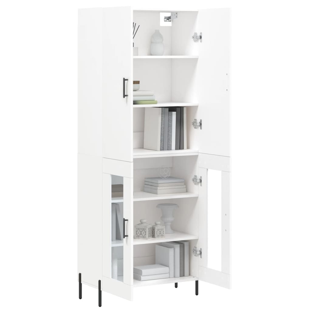 Highboard hvit 69,5x34x180 cm konstruert tre