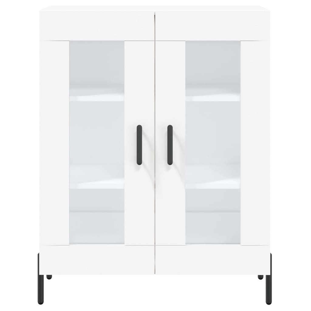 Highboard hvit 69,5x34x180 cm konstruert tre