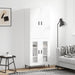 Highboard hvit 69,5x34x180 cm konstruert tre