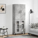 Highboard betonggrå 69,5x34x180 cm konstruert tre