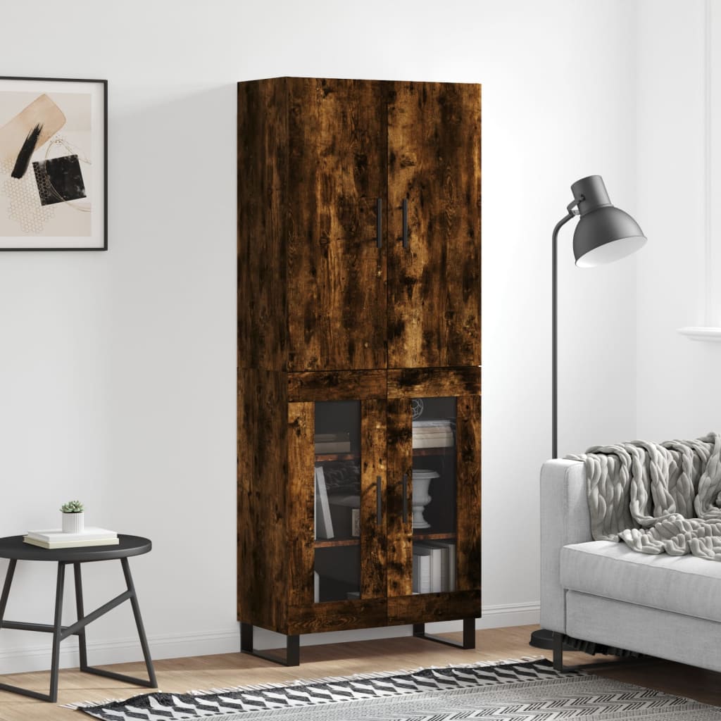 Highboard røkt eik 69,5x34x180 cm konstruert tre
