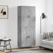 Highboard betonggrå 69,5x34x180 cm konstruert tre
