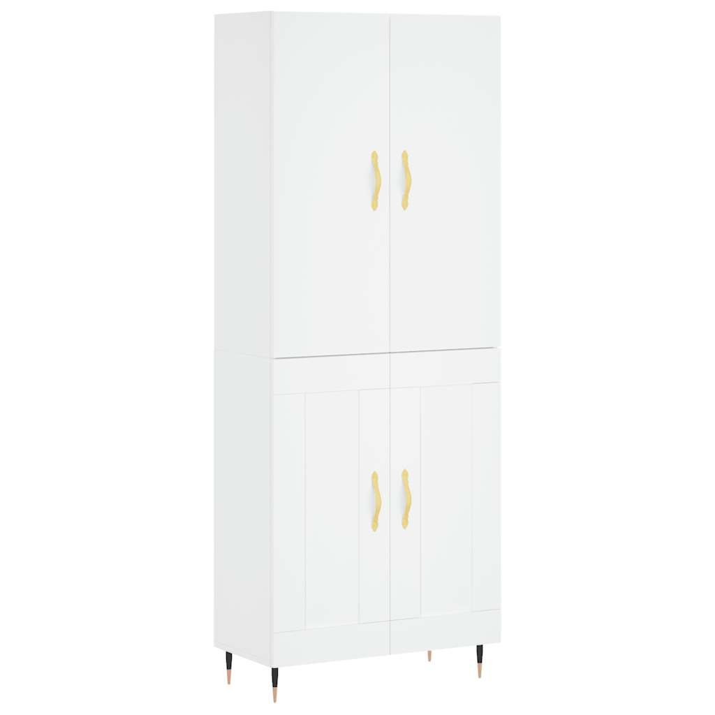 Highboard hvit 69,5x34x180 cm konstruert tre