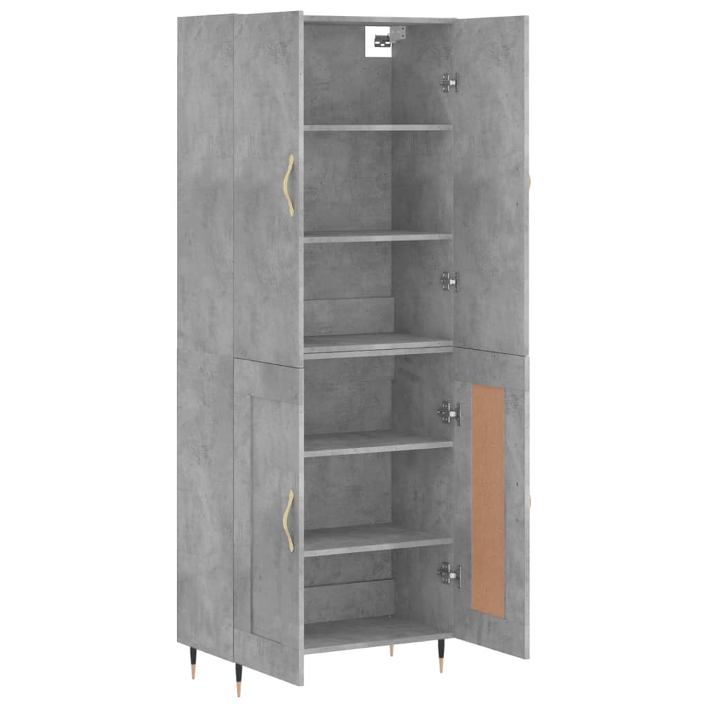 Highboard betonggrå 69,5x34x180 cm konstruert tre