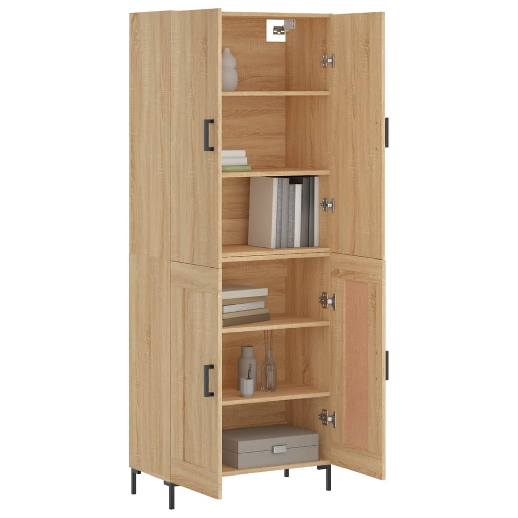 Highboard sonoma eik 69,5x34x180 cm konstruert tre