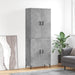 Highboard betonggrå 69,5x34x180 cm konstruert tre