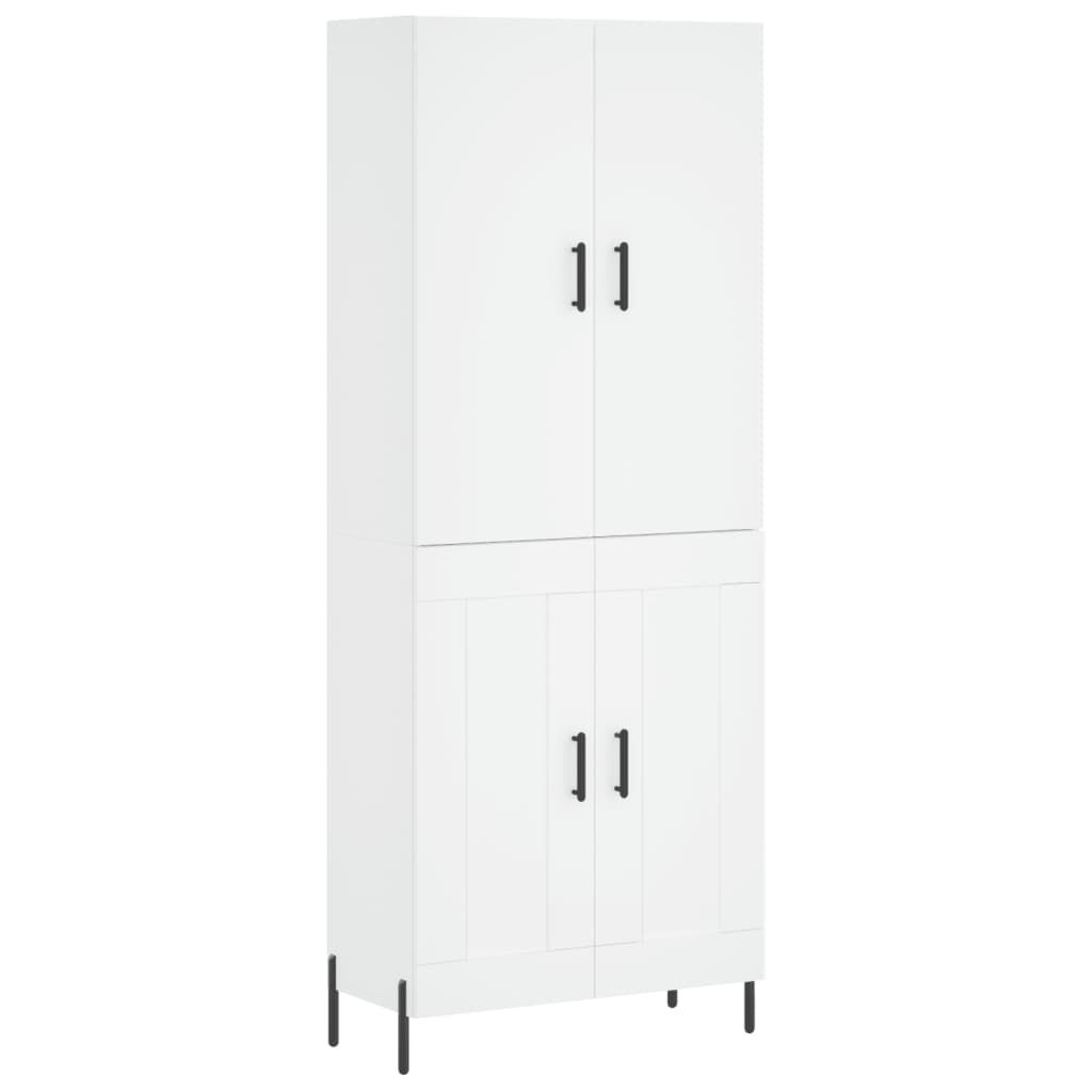 Highboard hvit 69,5x34x180 cm konstruert tre