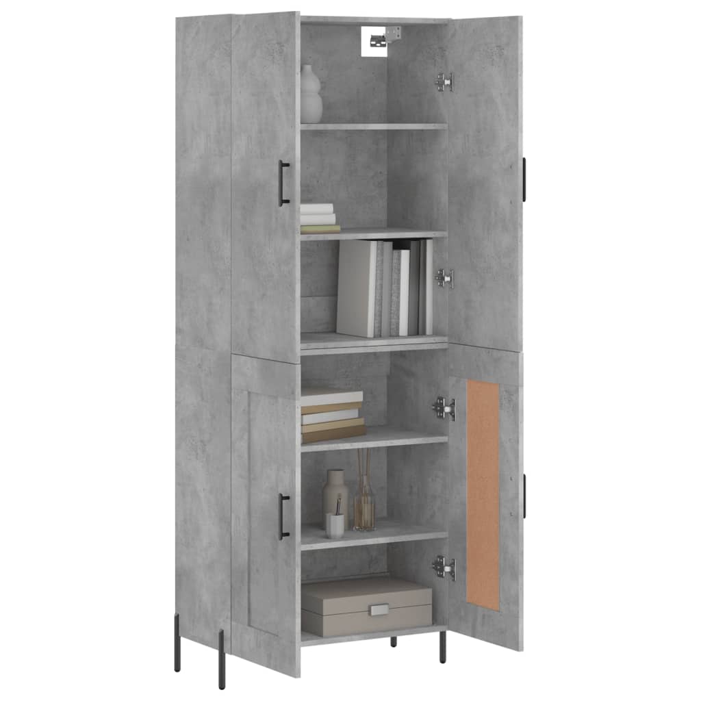 Highboard betonggrå 69,5x34x180 cm konstruert tre