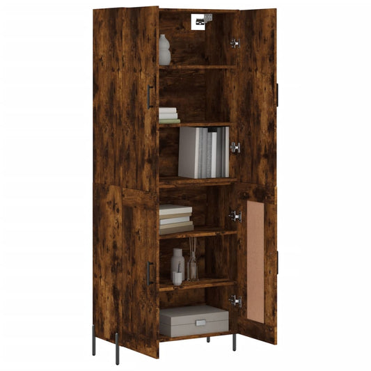 Highboard røkt eik 69,5x34x180 cm konstruert tre