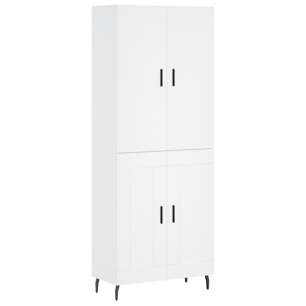 Highboard hvit 69,5x34x180 cm konstruert tre