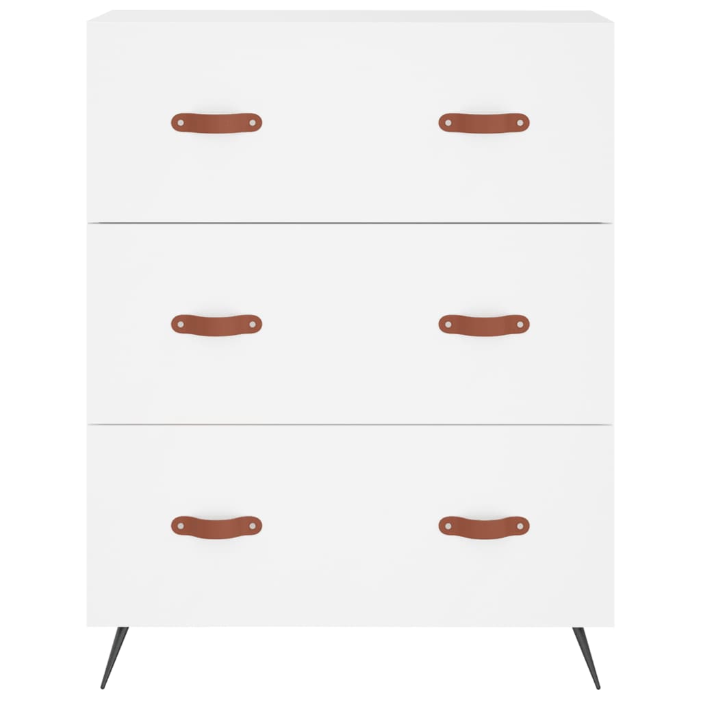 Highboard hvit 69,5x34x180 cm konstruert tre