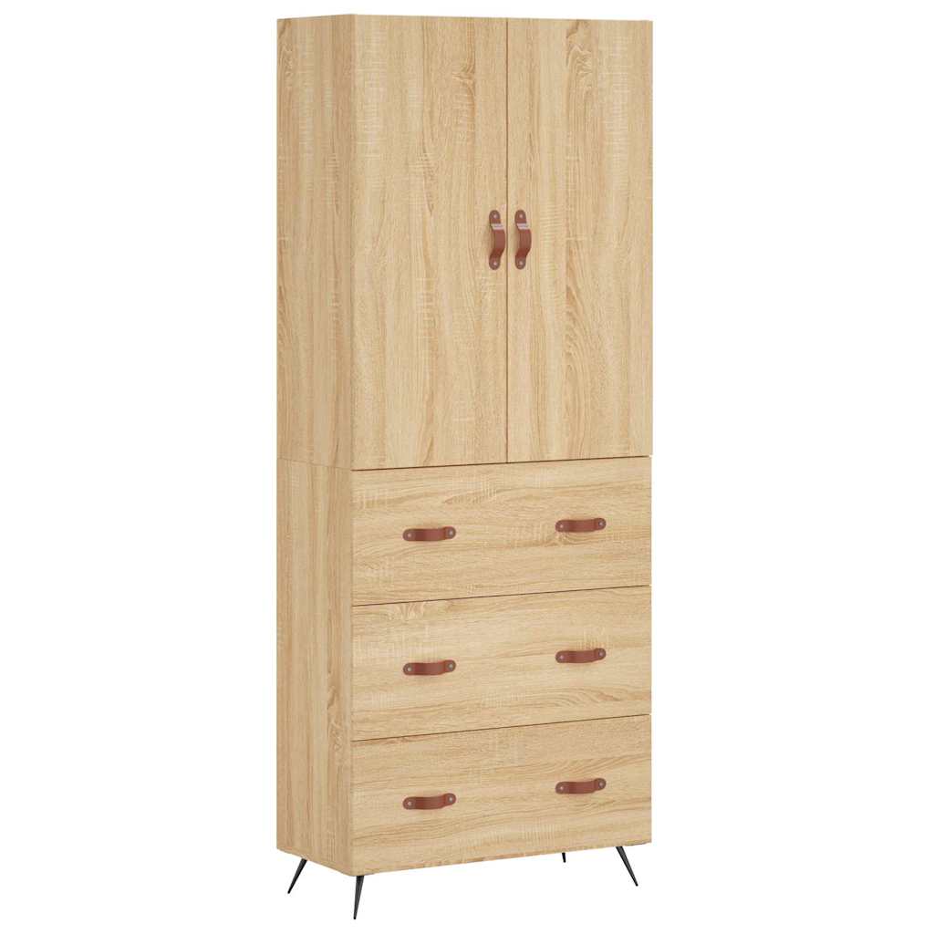 Highboard sonoma eik 69,5x34x180 cm konstruert tre