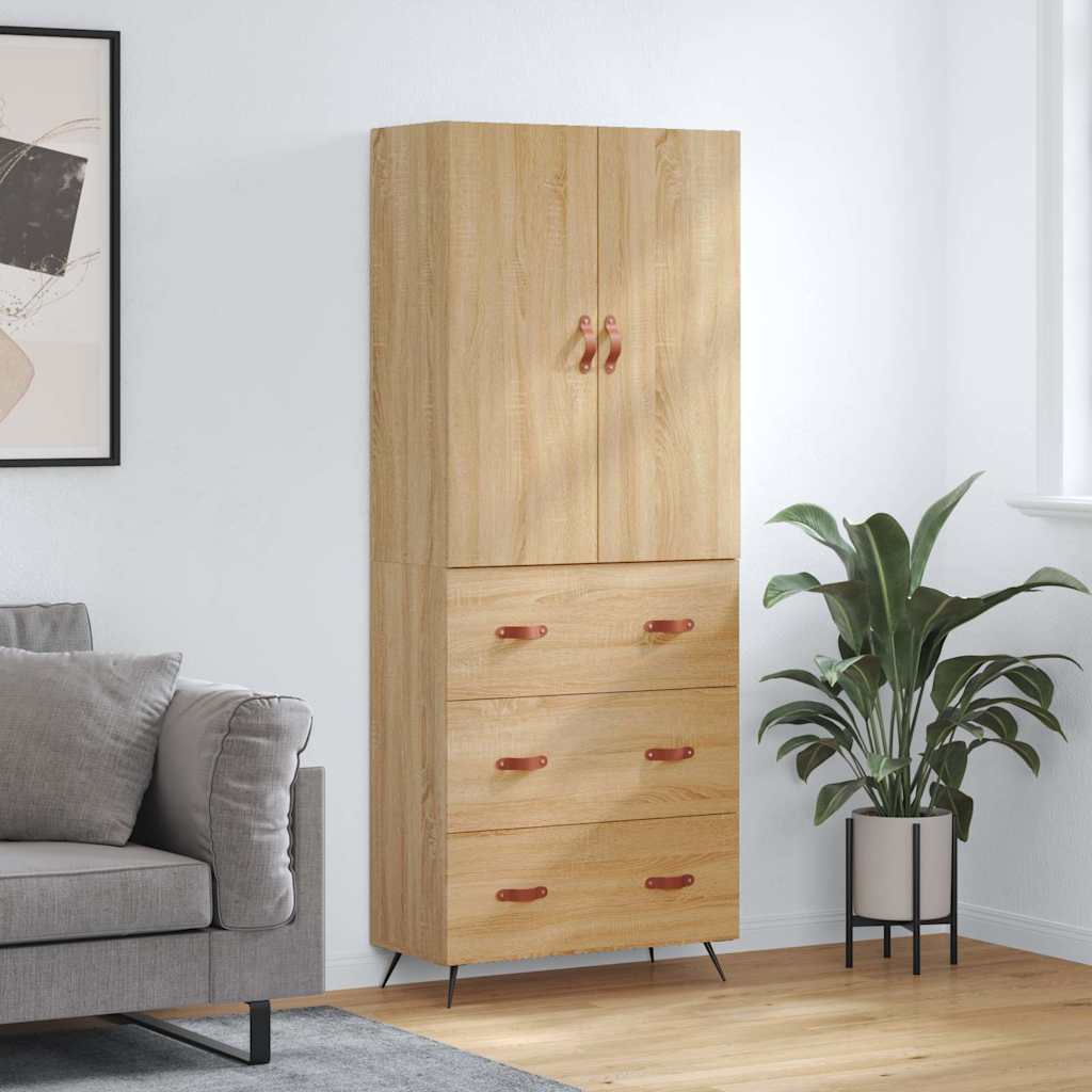 Highboard sonoma eik 69,5x34x180 cm konstruert tre