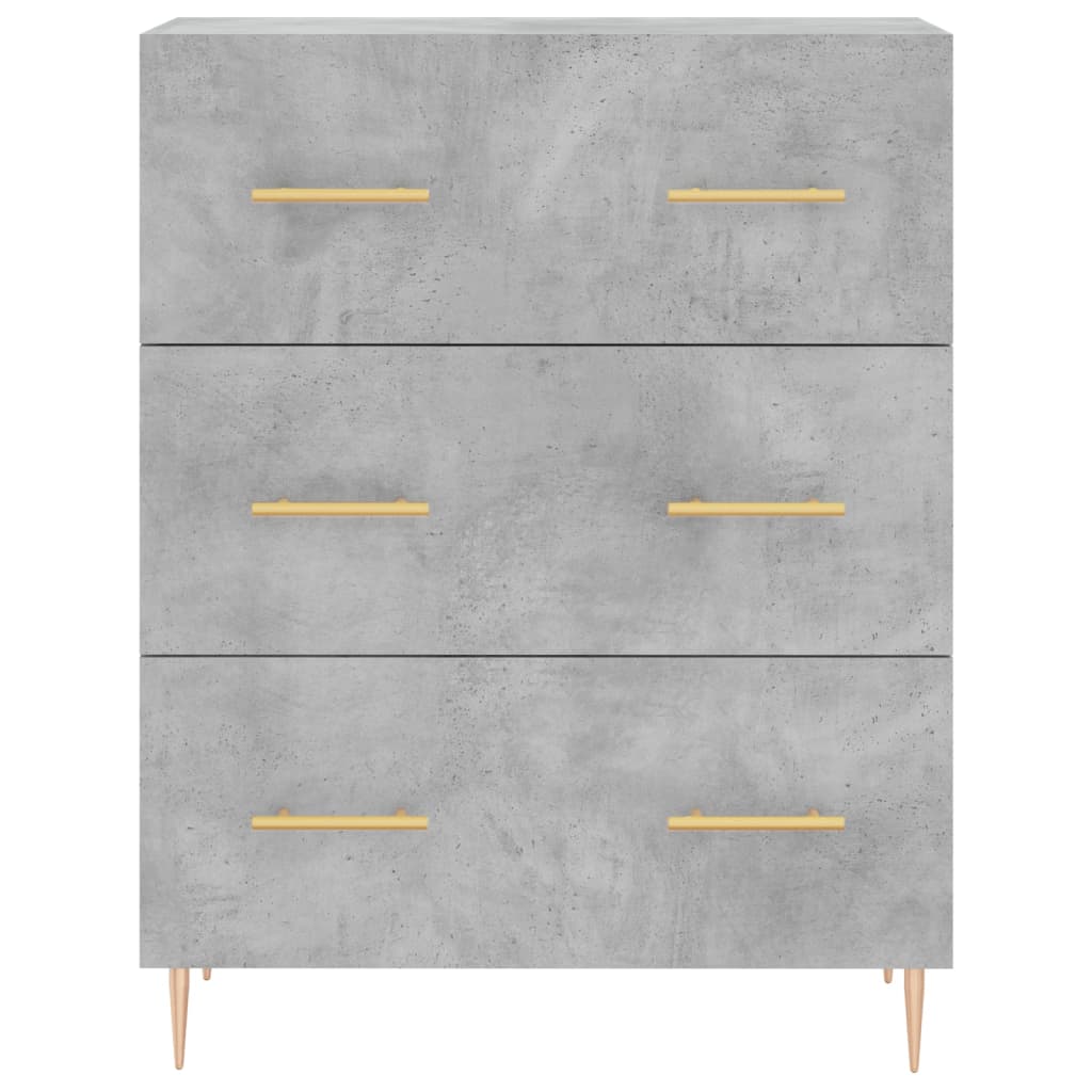 Highboard betonggrå 69,5x34x180 cm konstruert tre