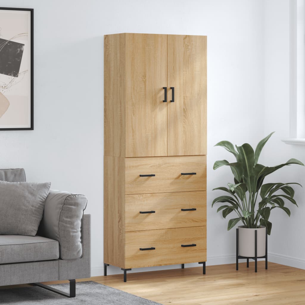 Highboard sonoma eik 69,5x34x180 cm konstruert tre