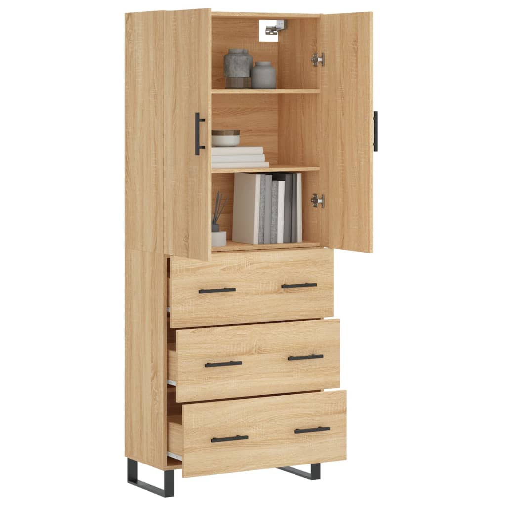 Highboard sonoma eik 69,5x34x180 cm konstruert tre