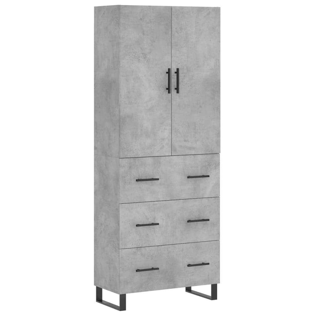 Highboard betonggrå 69,5x34x180 cm konstruert tre vidaXL