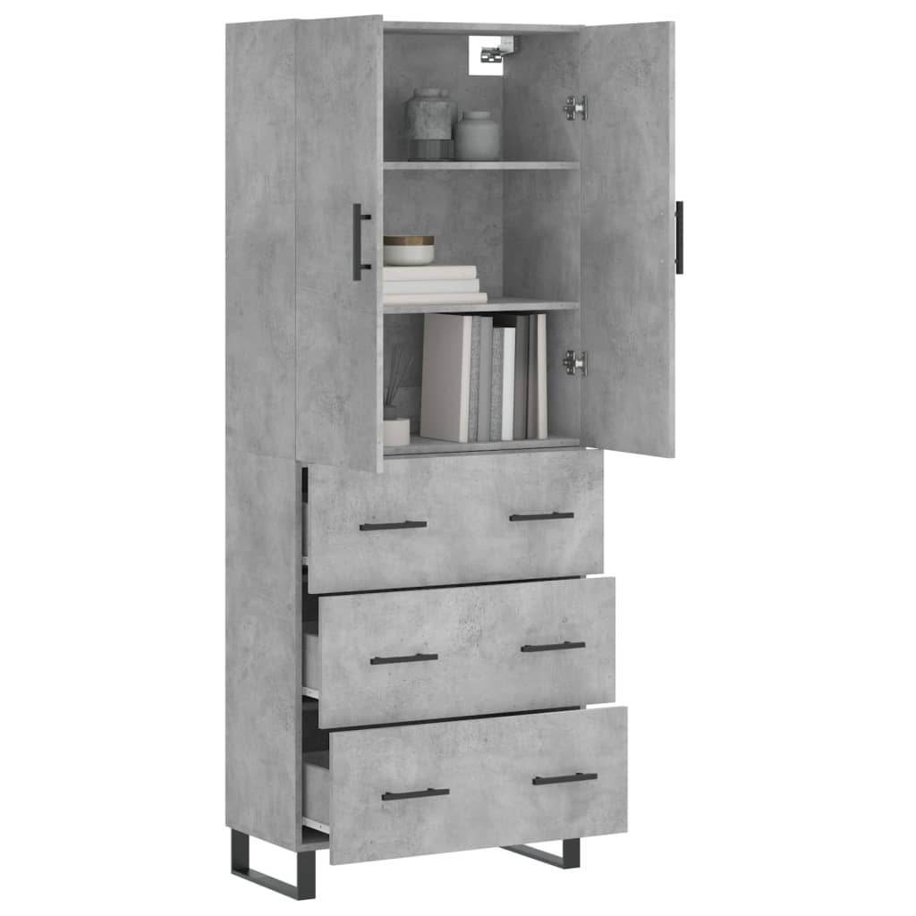 Highboard betonggrå 69,5x34x180 cm konstruert tre vidaXL