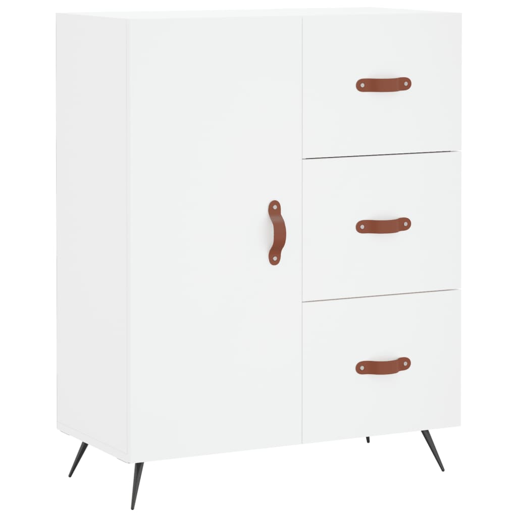 Highboard hvit 69,5x34x180 cm konstruert tre