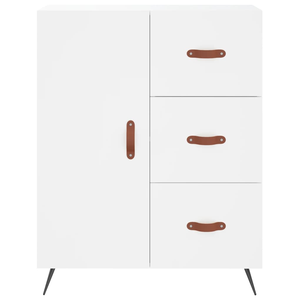 Highboard hvit 69,5x34x180 cm konstruert tre