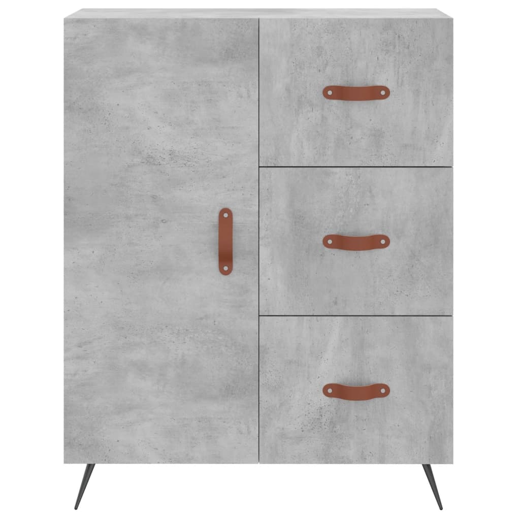 Highboard betonggrå 69,5x34x180 cm konstruert tre