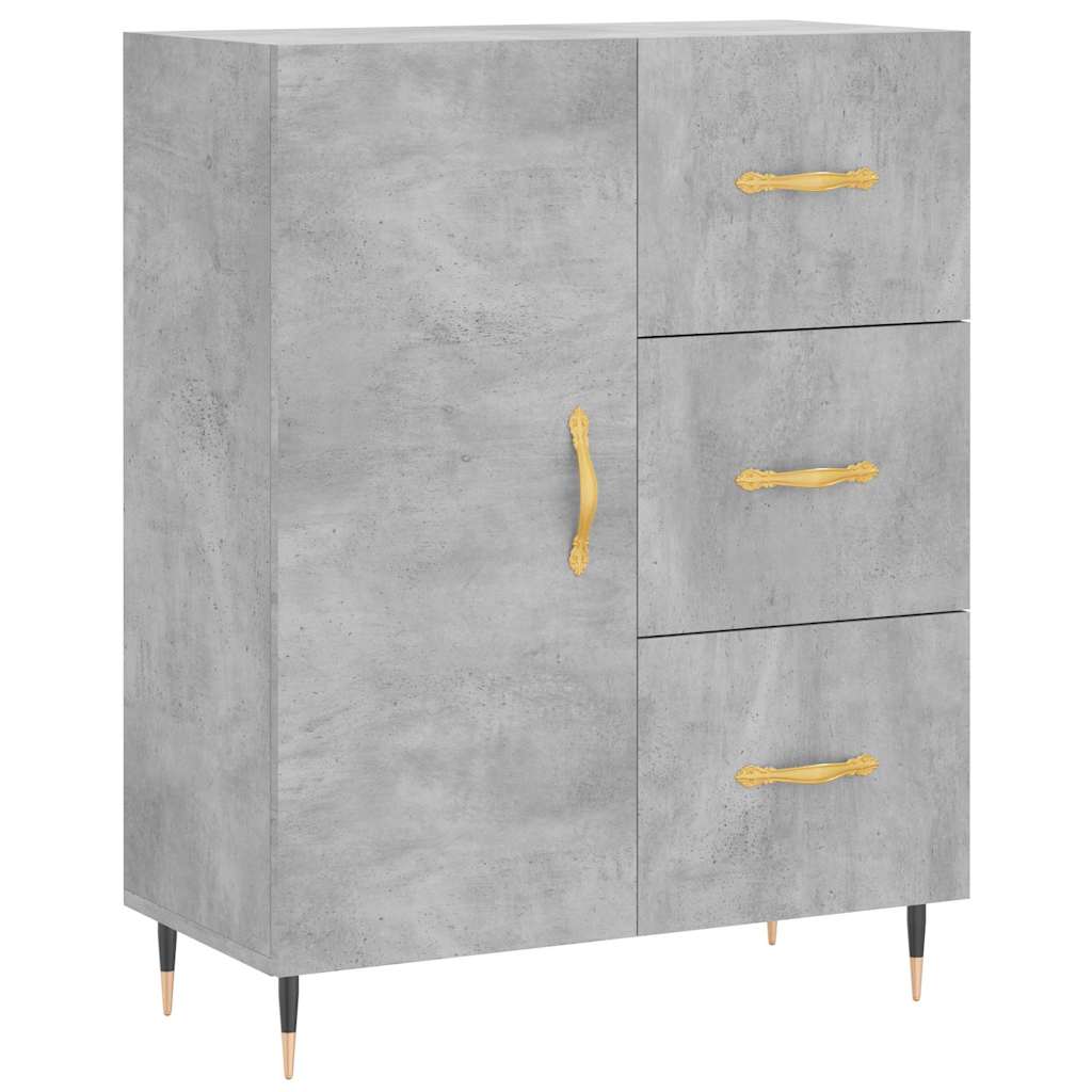 Highboard betonggrå 69,5x34x180 cm konstruert tre