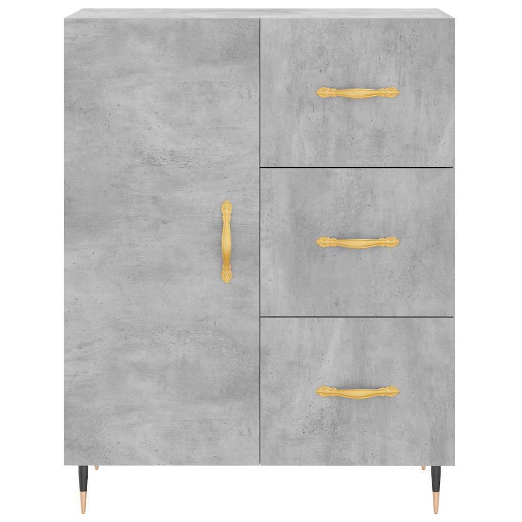 Highboard betonggrå 69,5x34x180 cm konstruert tre