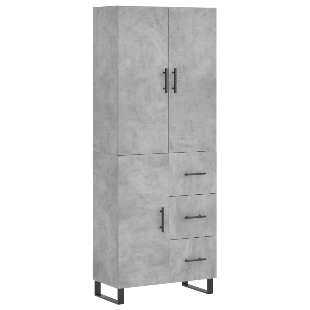 Highboard betonggrå 69,5x34x180 cm konstruert tre vidaXL