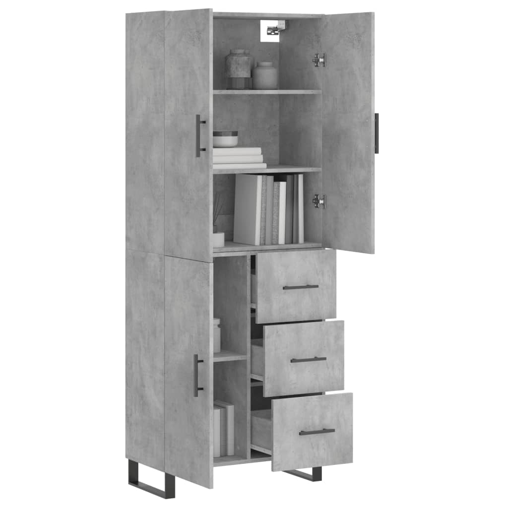 Highboard betonggrå 69,5x34x180 cm konstruert tre vidaXL
