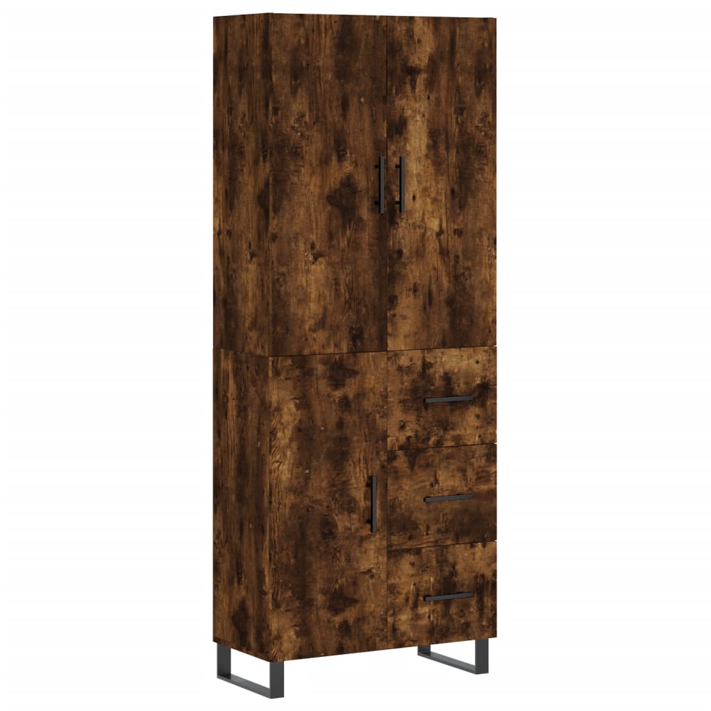 Highboard røkt eik 69,5x34x180 cm konstruert tre