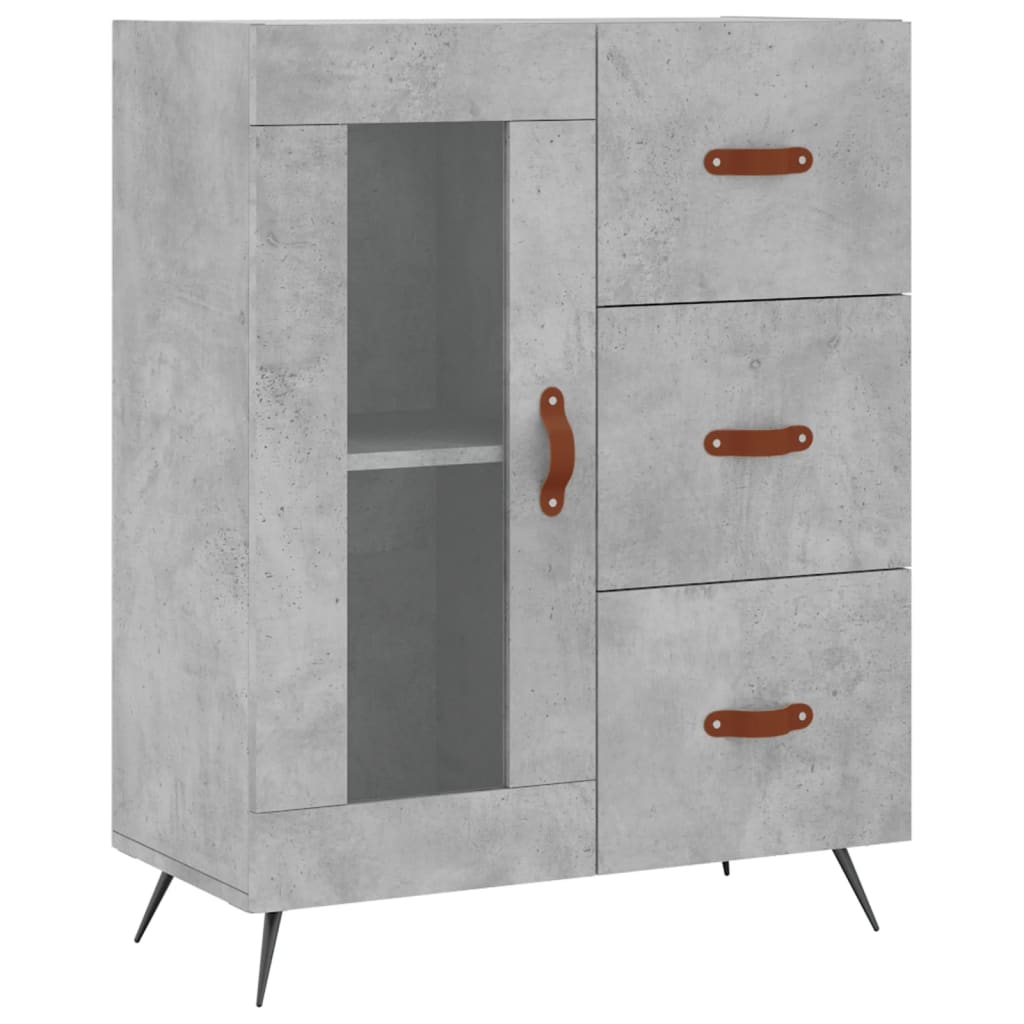 Highboard betonggrå 69,5x34x180 cm konstruert tre