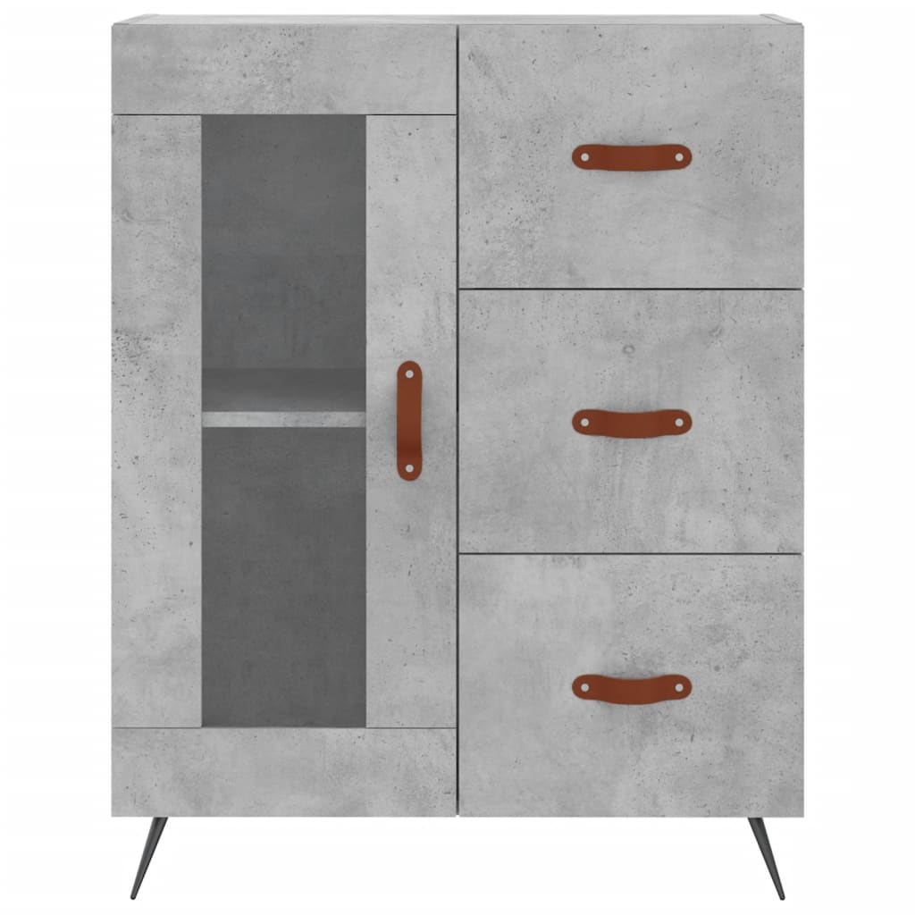 Highboard betonggrå 69,5x34x180 cm konstruert tre